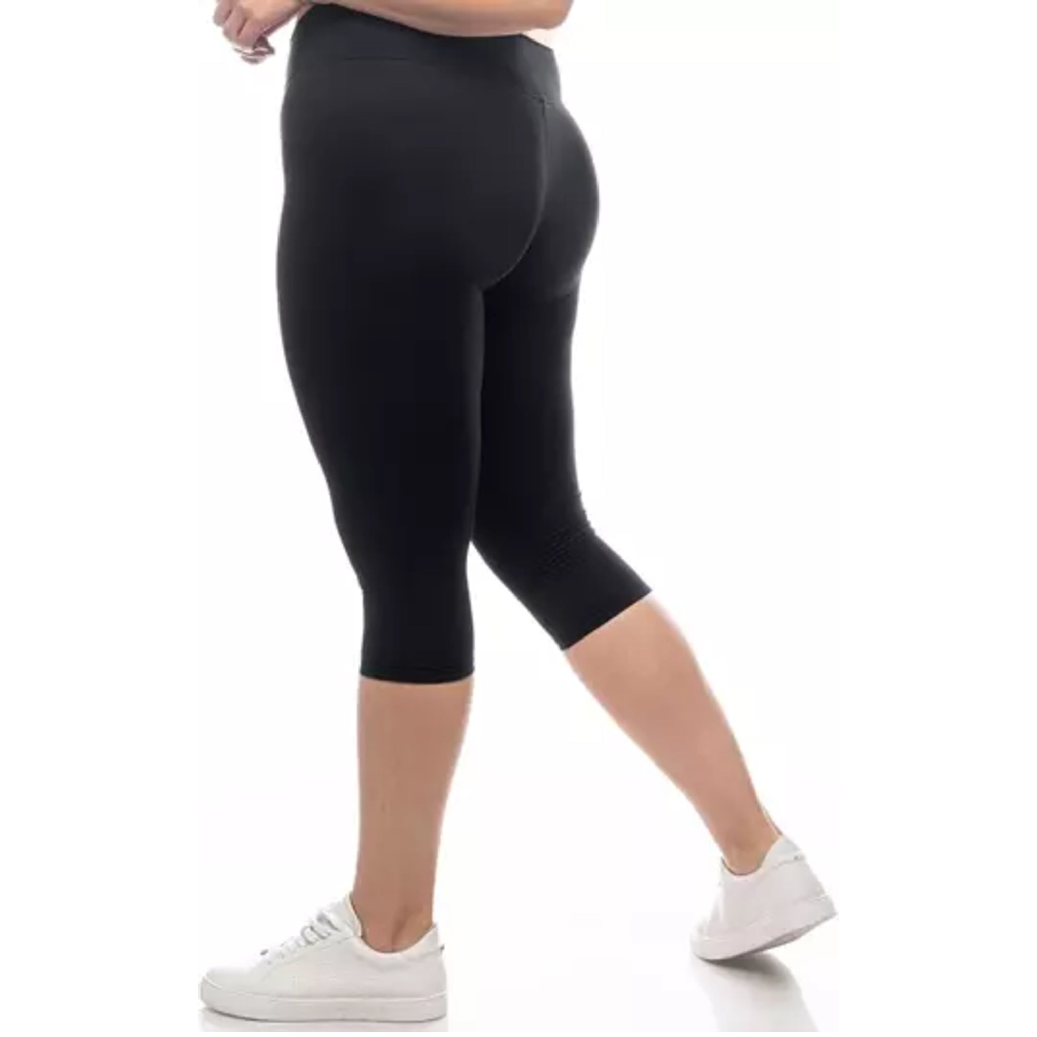 Ladies plus size black stretch cycle shorts 3/4 length comfortable activewear summer gym casual wear